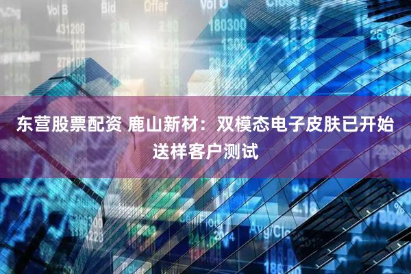 东营股票配资 鹿山新材：双模态电子皮肤已开始送样客户测试