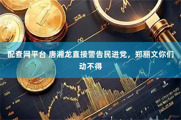 配查网平台 唐湘龙直接警告民进党，郑丽文你们动不得