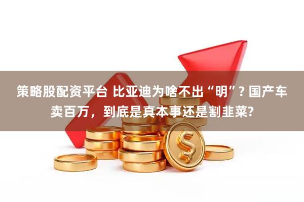 策略股配资平台 比亚迪为啥不出“明”? 国产车卖百万，到底是真本事还是割韭菜?